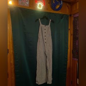 Blue and white striped jumpsuit